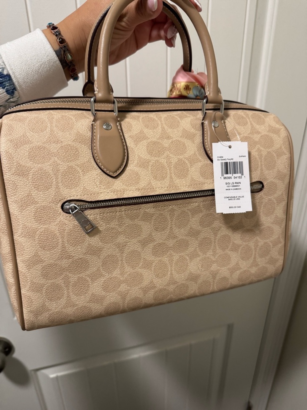 NWT Coach Large Rowan Signature Print Taupe - Picture 6 of 7